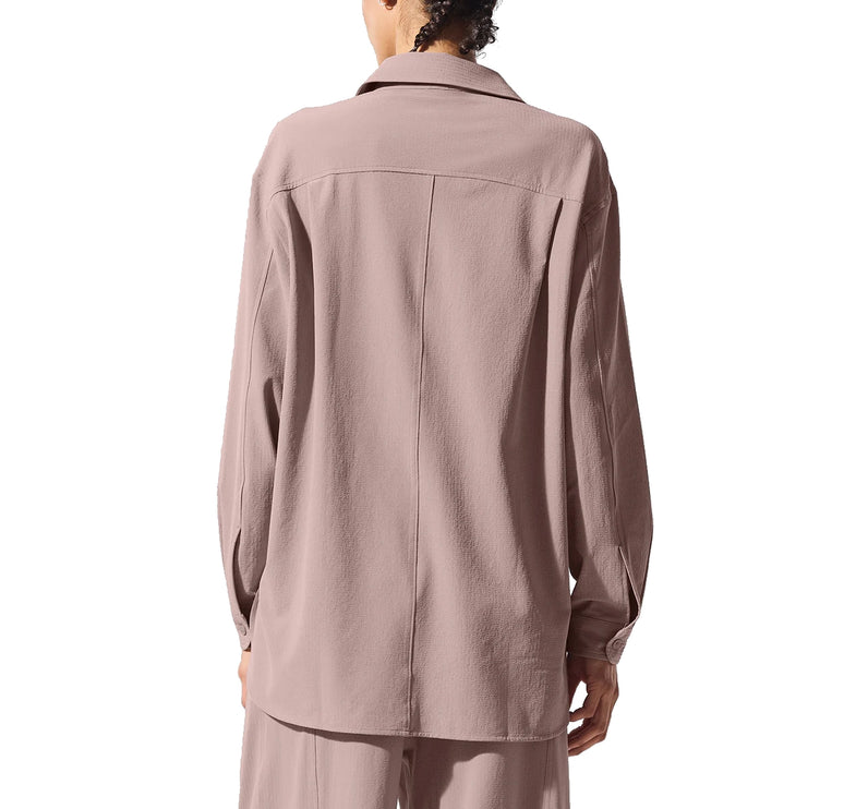 alo Women's Dreamscape Button Down Long Sleeve Taupe