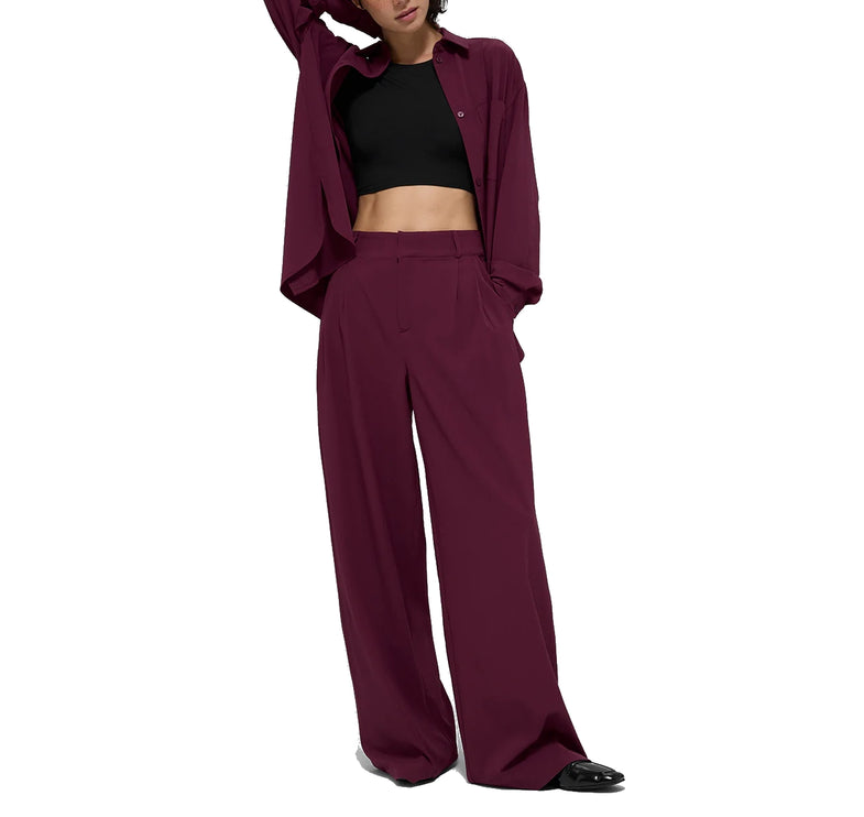 alo Women's High-Waist Dreamscape Trouser (Long) Burgundy