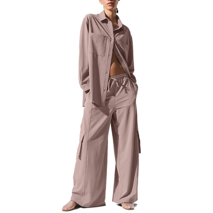 alo Women's Dreamscape Button Down Long Sleeve Taupe