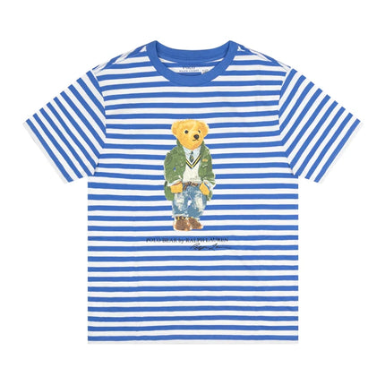 Polo Ralph Lauren Men's Polo Bear Striped Cotton Jersey Tee Blue/White 2 - Hemen Kargoda