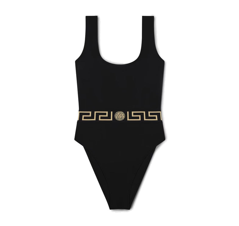 Versace Women's Greca Border One-Piece Swimsuit Black - Hemen Kargoda