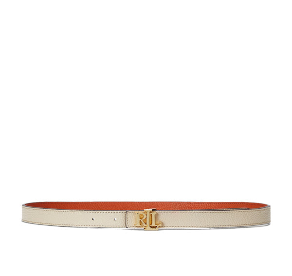 Polo Ralph Lauren Women's Logo Reversible Leather Skinny Belt Explorer Sand/Rust Orange - Hemen Kargoda