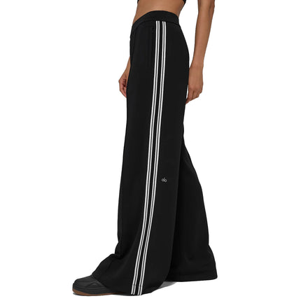 alo Women's Track Star Wide Leg Pant 32" (Long) Black