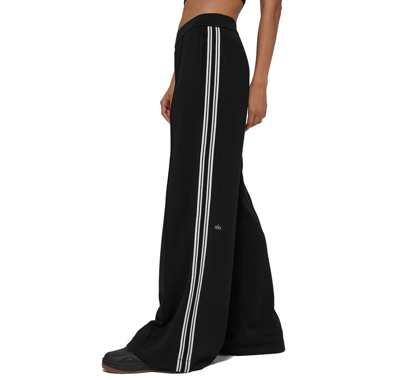 alo Women's Track Star Wide Leg Pant 32" (Long) Black
