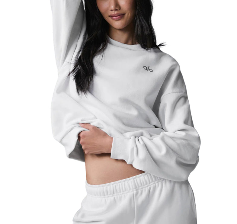 alo Women's Accolade Crew Neck Pullover White