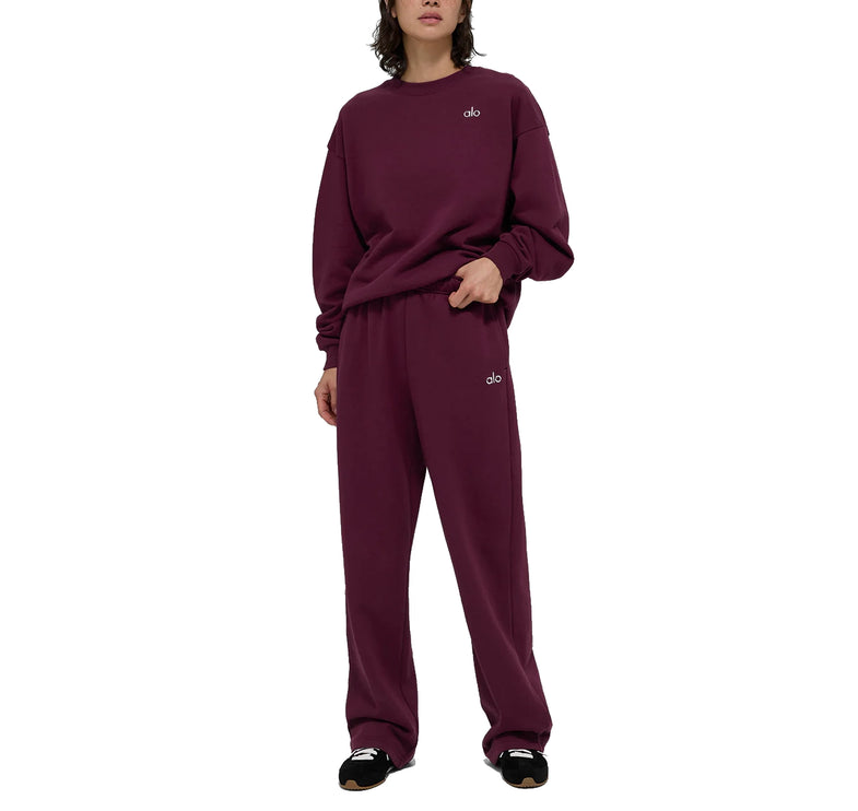 alo Women's Accolade Straight Leg Sweatpant Burgundy