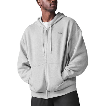 alo Men's Accolade Full Zip Hoodie Athletic Heather Grey