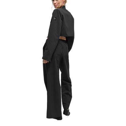 alo Women's Cropped Pinstripe Main Character Full Zip Jacket Black/Titanium
