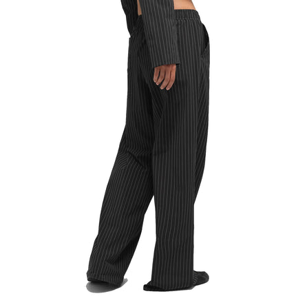 alo Women's Pinstripe Daylight Boxer Pant (Long) Black/Titanium