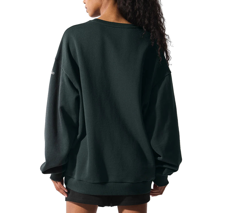 alo Women's Chill Crew Neck Pullover Charcoal Green