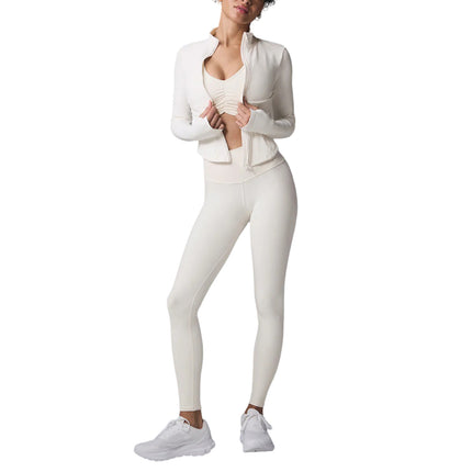 alo Women's Airbrush Corset Full Zip Jacket Ivory