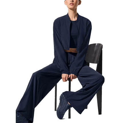 alo Women's Cropped Breezy Full-Zip Cover Up Navy