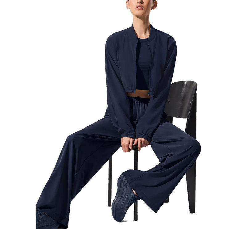 alo Women's Cropped Breezy Full-Zip Cover Up Navy