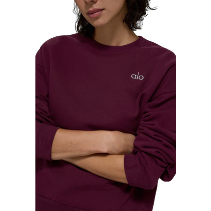 alo Women's Accolade Crew Neck Pullover Burgundy