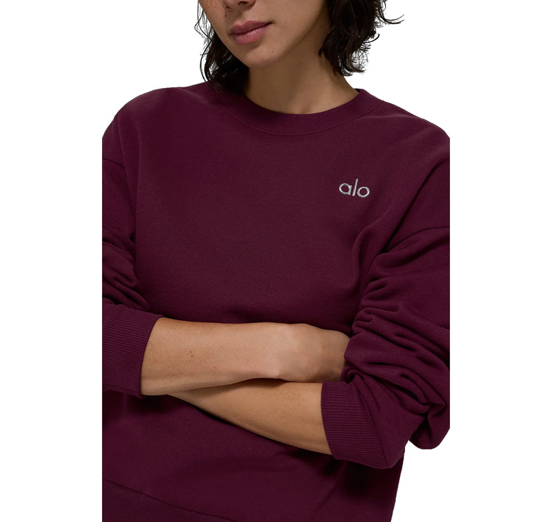alo Women's Accolade Crew Neck Pullover Burgundy