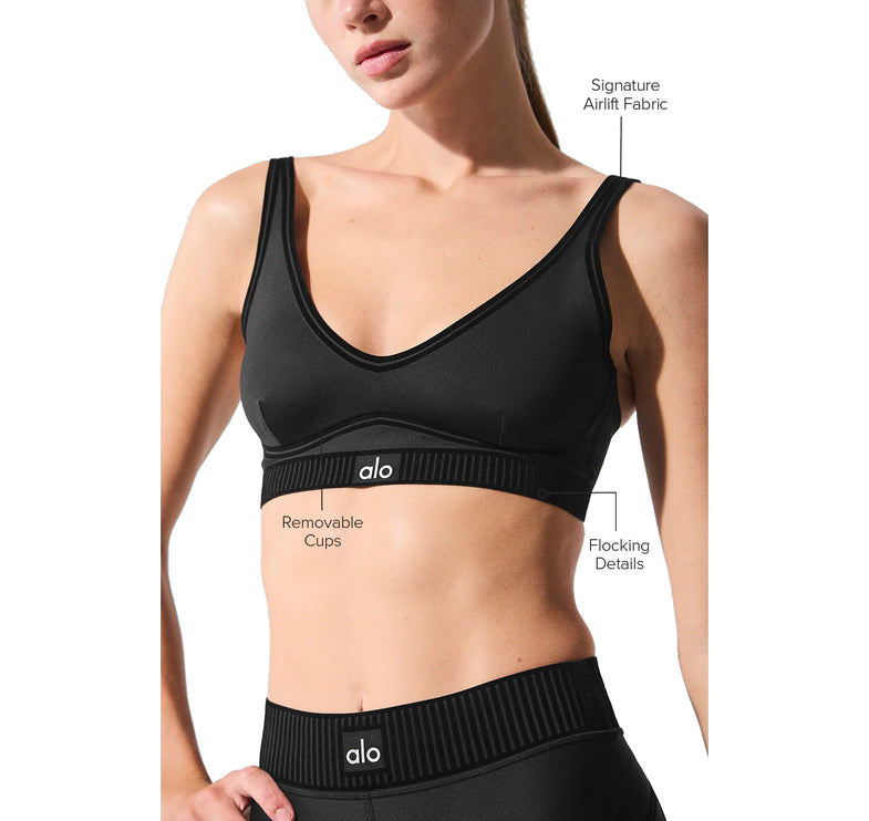 alo Women's Airlift Line Up Bra Black