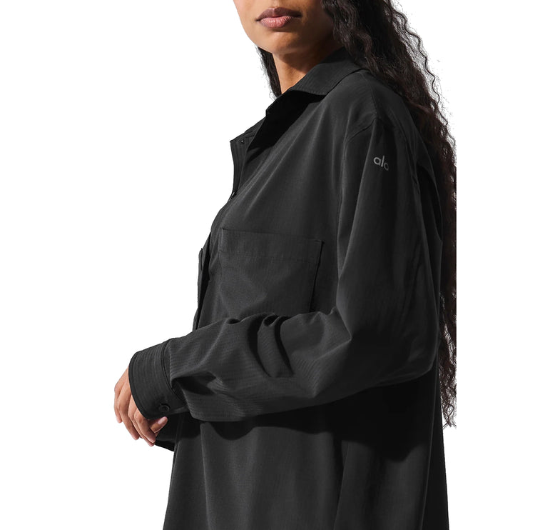 alo Women's Dreamscape Button Down Long Sleeve Black