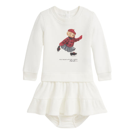 Polo Ralph Lauren Baby Polo Bear Fleece Dress & Bloomer Trophy Cream
