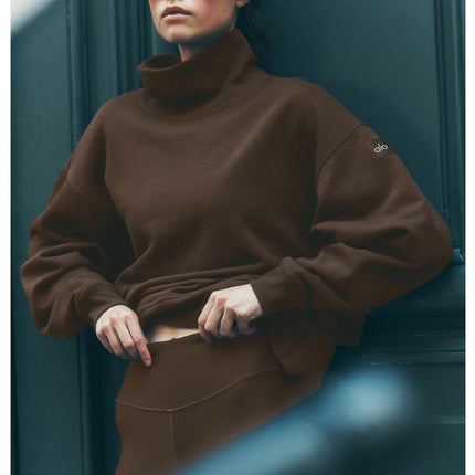 alo Women's Hazy Mock Neck Pullover Espresso