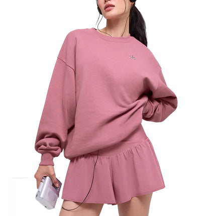 alo Women's Accolade Crew Neck Pullover Pink Wild Rose