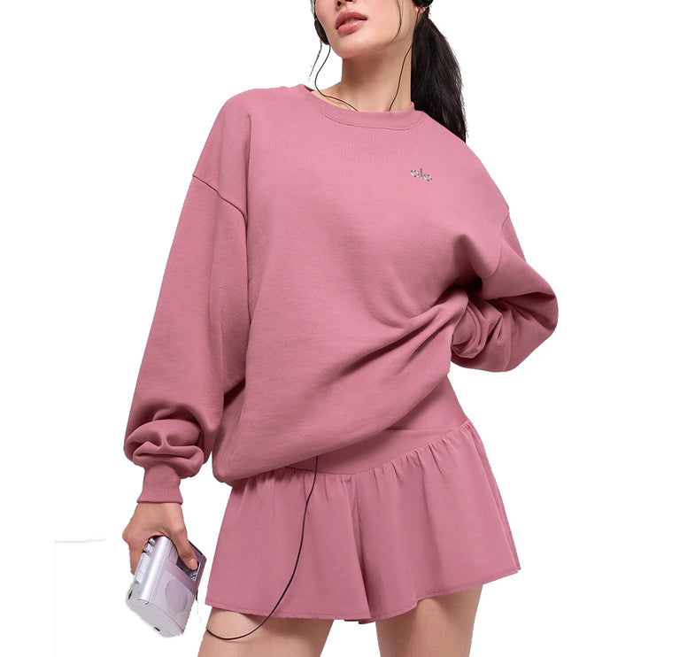 alo Women's Accolade Crew Neck Pullover Pink Wild Rose