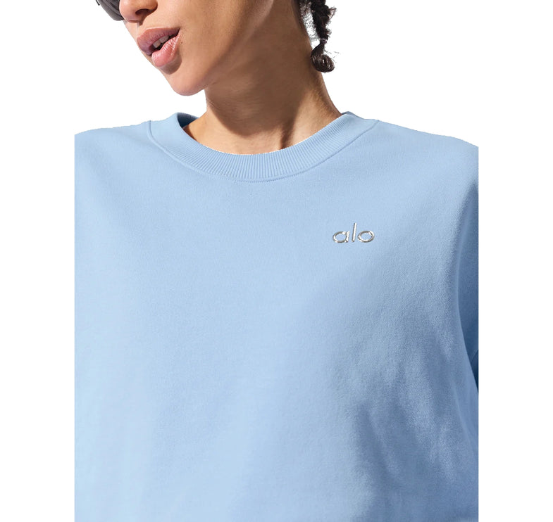 alo Women's Accolade Crew Neck Pullover Seashell Blue