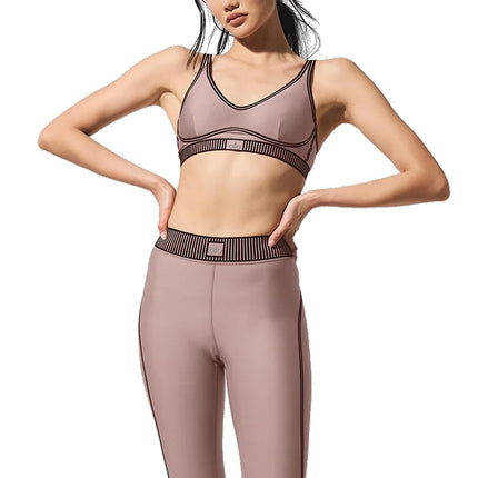 alo Women's Airlift Line Up Bra Taupe
