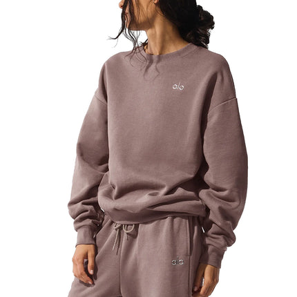 alo Women's Accolade Crew Neck Pullover Mushroom