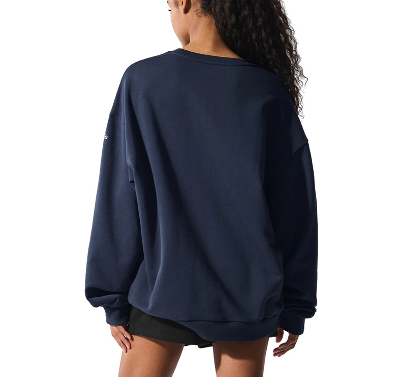 alo Women's Chill Crew Neck Pullover Navy