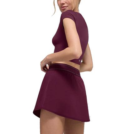 alo Women's Alosoft Crop Finesse Short Sleeve Burgundy