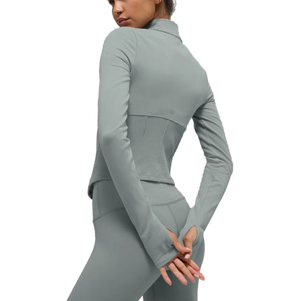 alo Women's Airbrush Corset Full Zip Jacket Lunar Grey