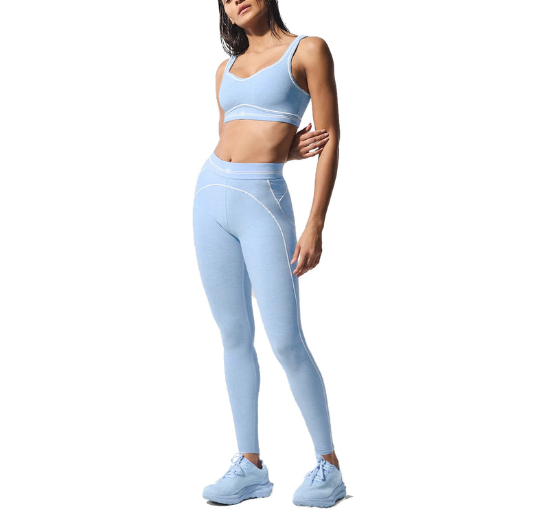 alo Women's Alosoft High-Waist Heart Throb Legging Seashell Blue Heather/White