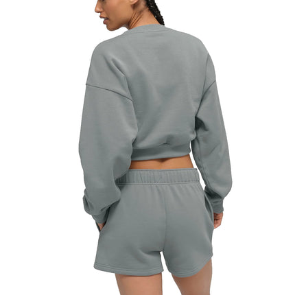 alo Women's Cropped Accolade Crewneck Lunar Grey