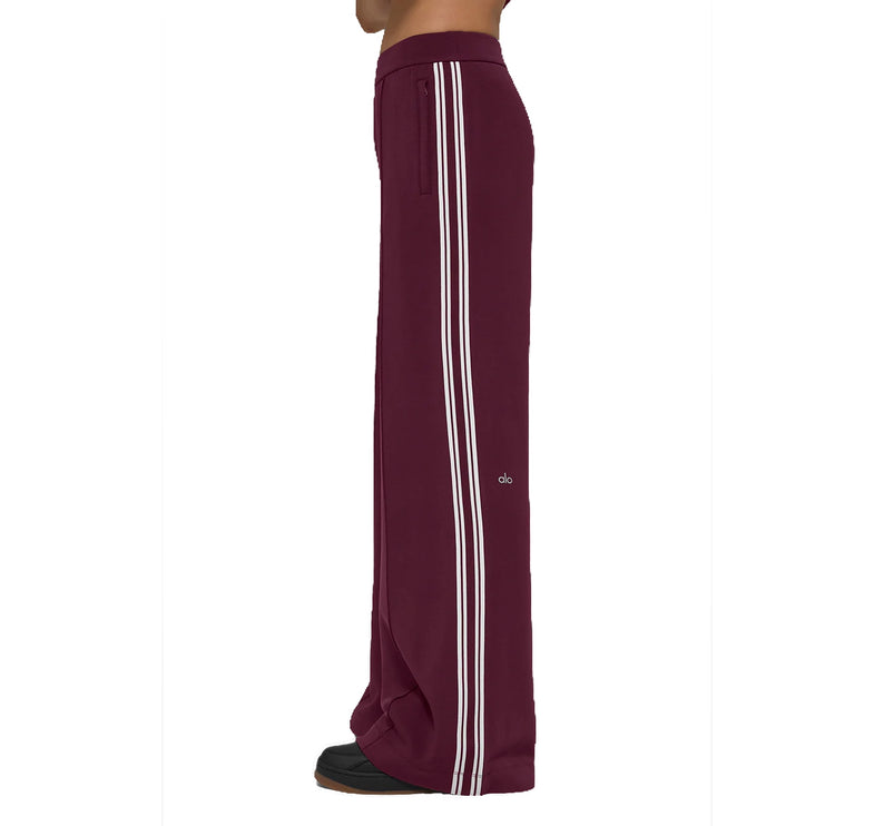 alo Women's Track Star Wide Leg Pant 32" (Long) Burgundy