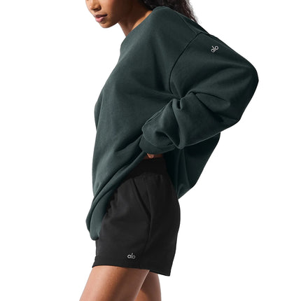 alo Women's Chill Crew Neck Pullover Charcoal Green