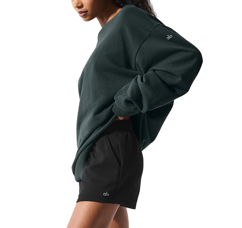 alo Women's Chill Crew Neck Pullover Charcoal Green