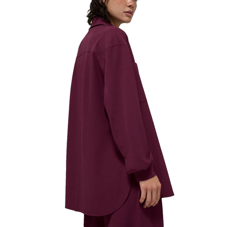 alo Women's Dreamscape Button Down Long Sleeve Burgundy - Hemen Kargoda