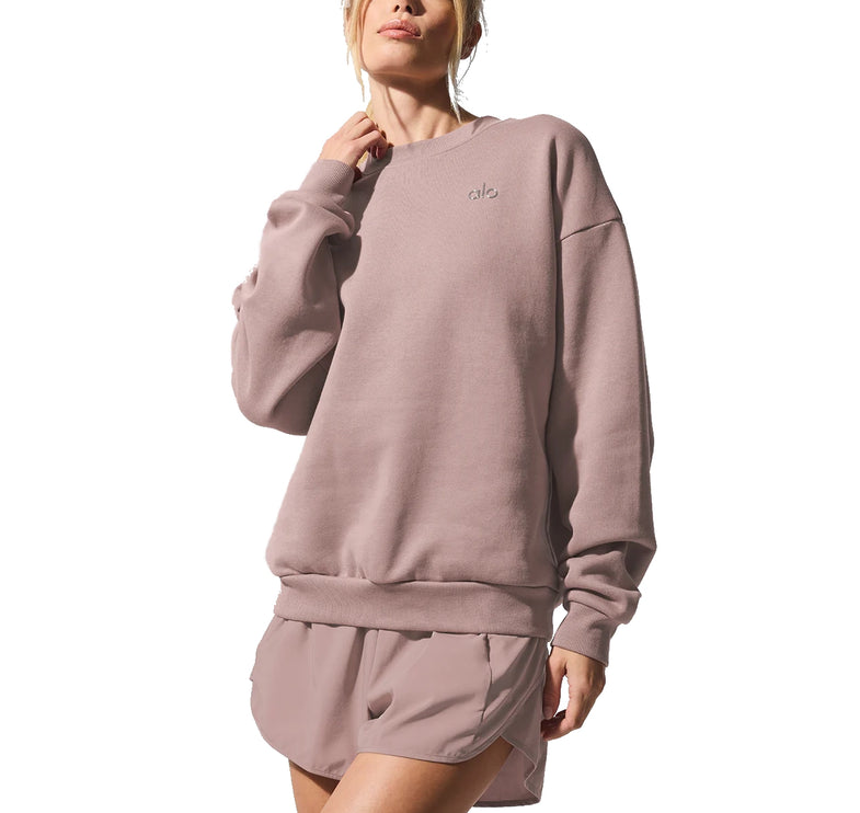 alo Women's Accolade Crew Neck Pullover Taupe