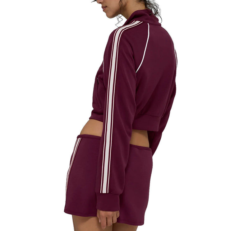 alo Women's Track Star Full Zip Jacket Burgundy