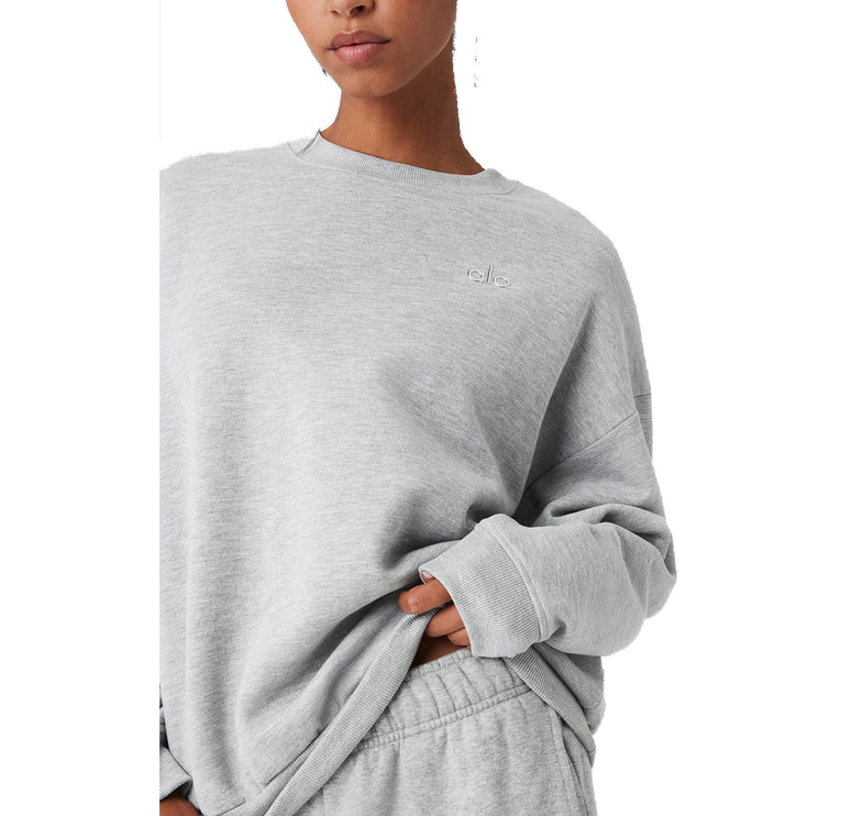 alo Women's Accolade Crew Neck Pullover Athletic Heather Grey
