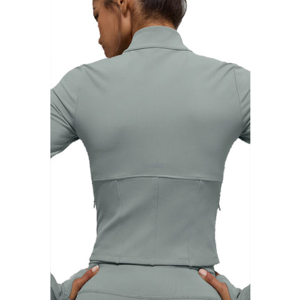 alo Women's Airbrush Corset Full Zip Jacket Lunar Grey