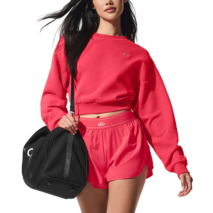 alo Women's Cropped Accolade Crewneck Candy Red
