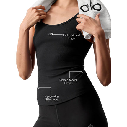 alo Women's Ribbed Prosper Tank Black