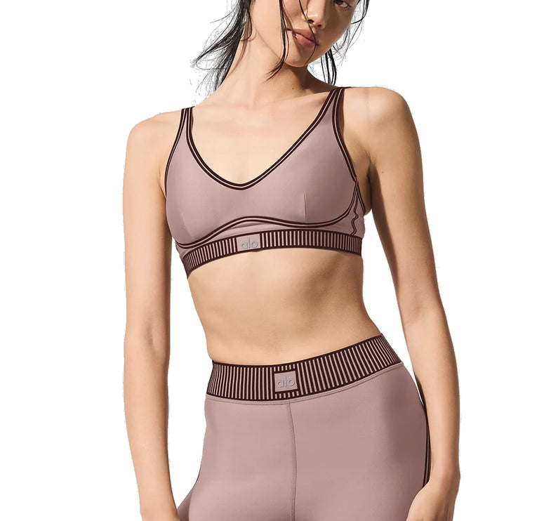 alo Women's Airlift Line Up Bra Taupe