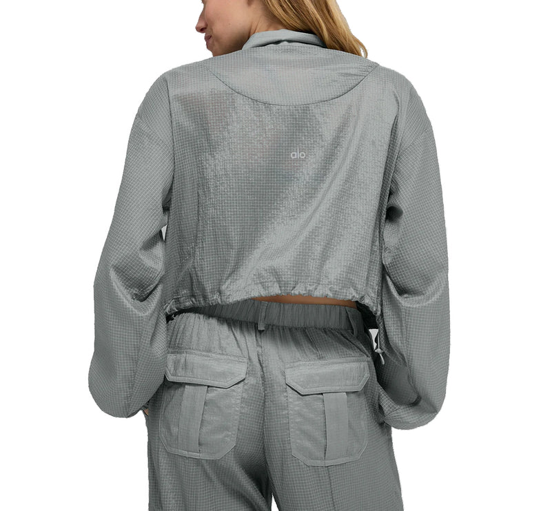 alo Women's Game Time Full Zip Jacket Lunar Grey