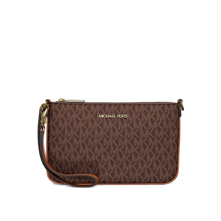 Michael Kors Women's Jet Set Small Signature Logo Convertible Wristlet Brown -Hemen Kargoda