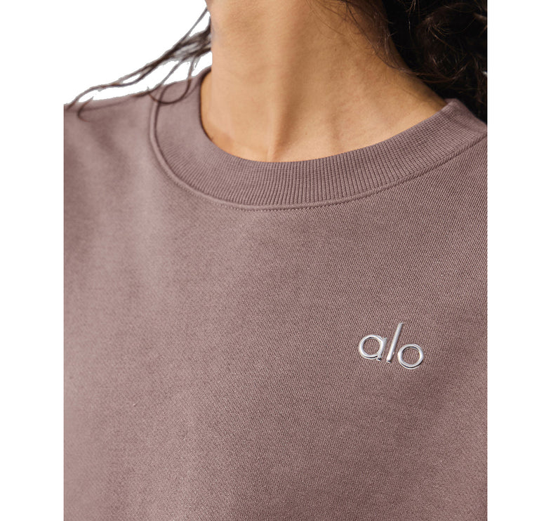 alo Women's Accolade Crew Neck Pullover Mushroom