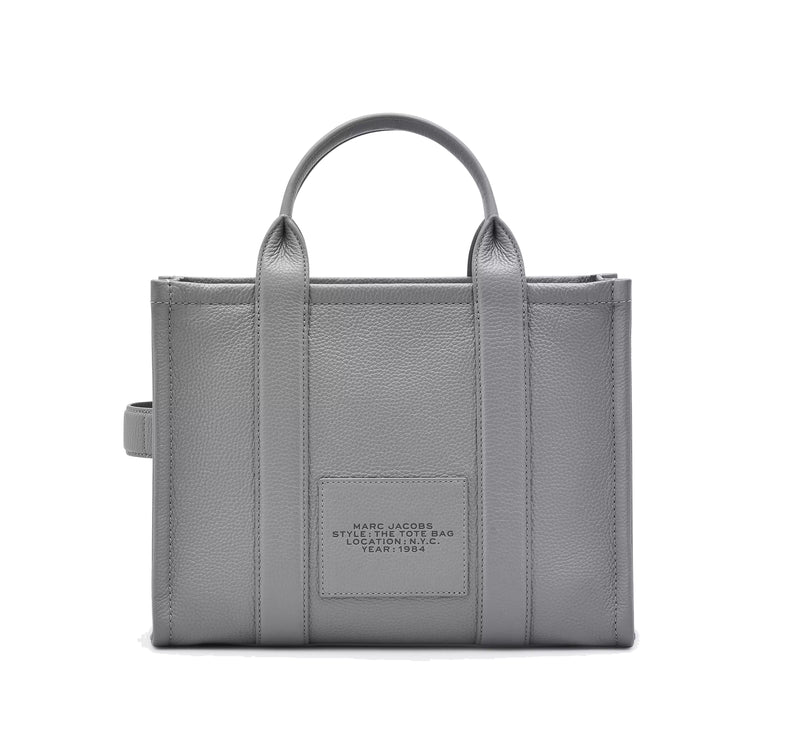 Marc Jacobs Women's The Leather Medium Tote Bag Wolf Grey - Hemen Kargoda