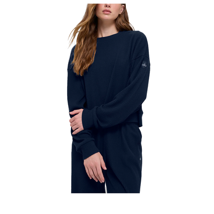 alo Women's Muse Crew Neck Pullover Navy