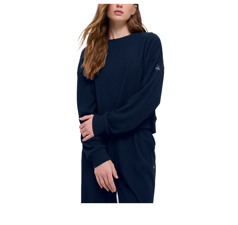 alo Women's Muse Crew Neck Pullover Navy